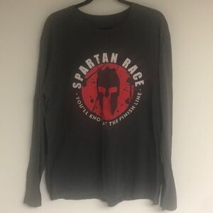 Spartan Race Participants‎ Long Sleeve Tee Shirt Gray and Red XL